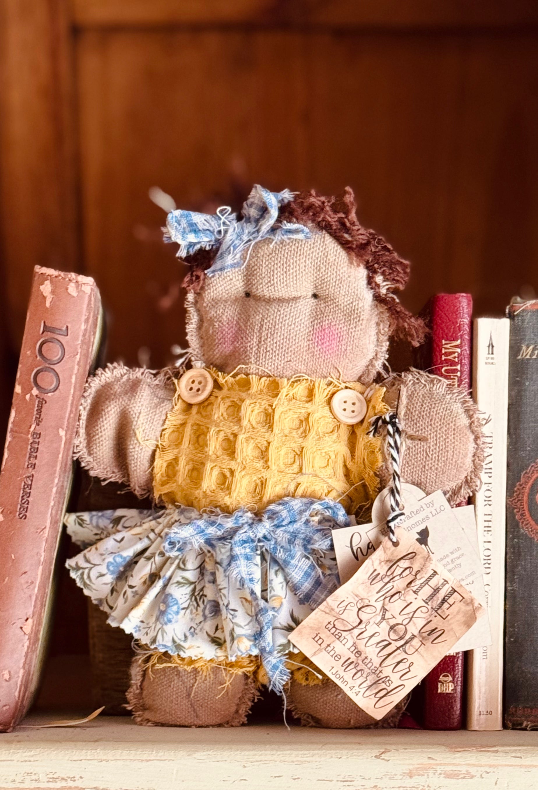 Lola's Primitive Gingerbread kiddo - Scripture Encouragement - 1John 4:4