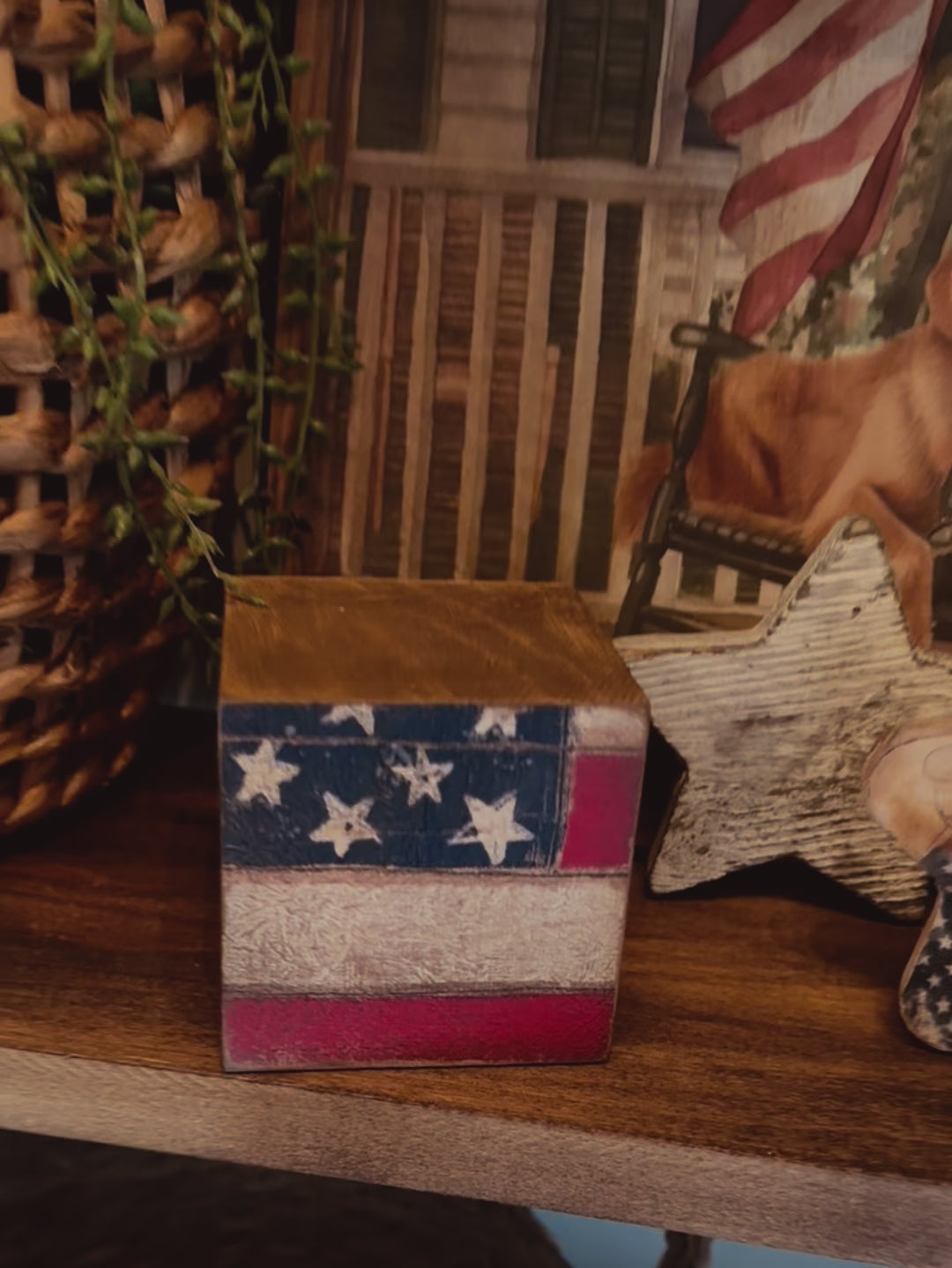 Lola's Decorative wood cube - 4th of July/ Patriotic